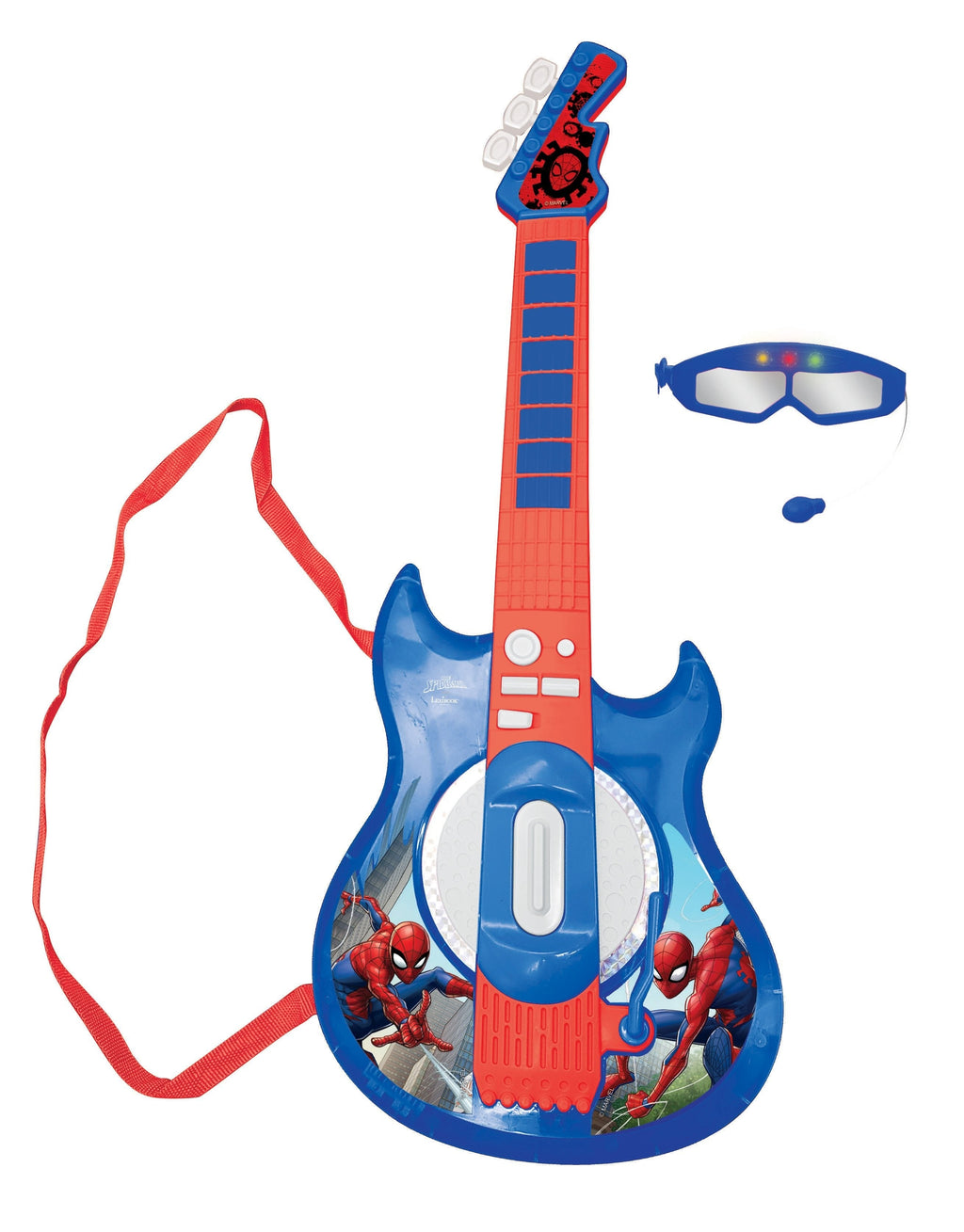 Spider-Man Red and Blue Electronic Lighting Guitar with Mic