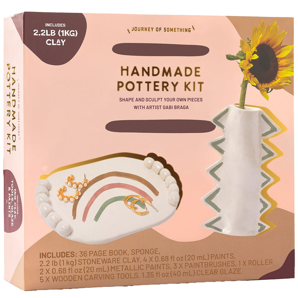 Journey Of Something Handmade Pottery Kit With Clay, Tools & Paints