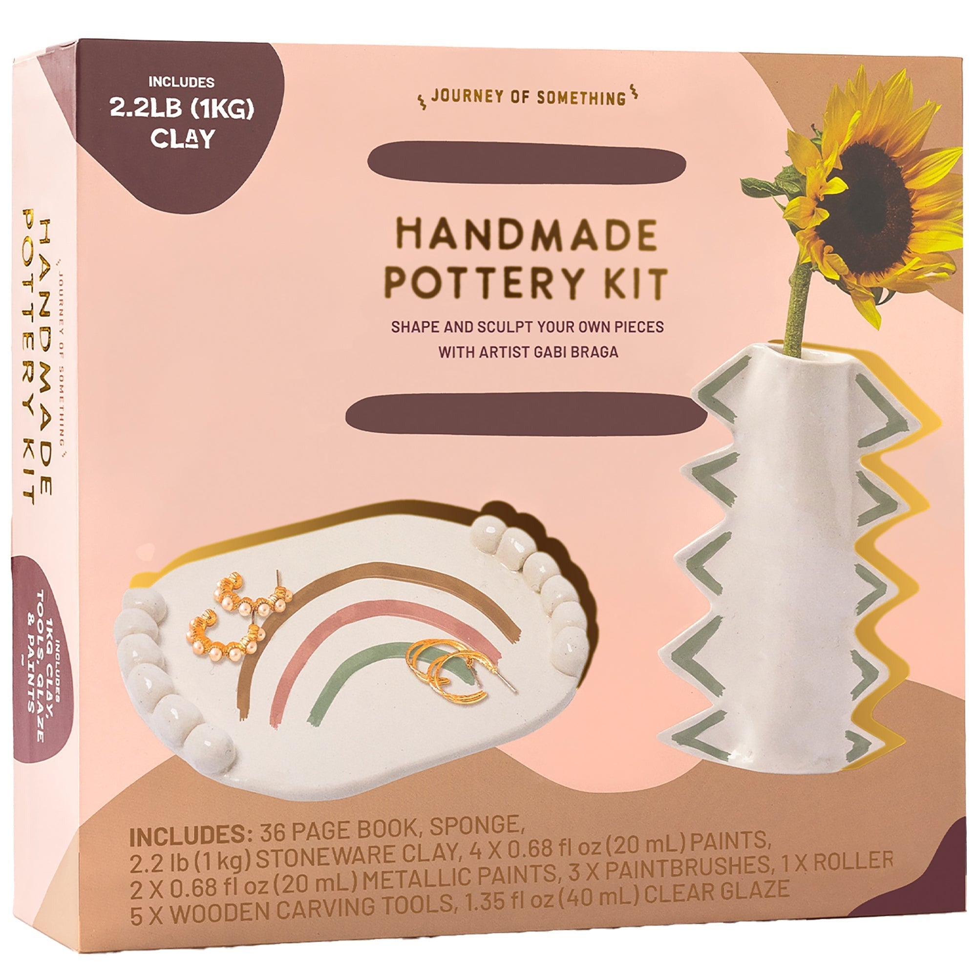 Journey Of Something Handmade Pottery Kit With Clay, Tools & Paints