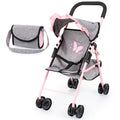 Bayer Design Doll Buggy - Play Stroller, Grey with Pink Butterfly Motif