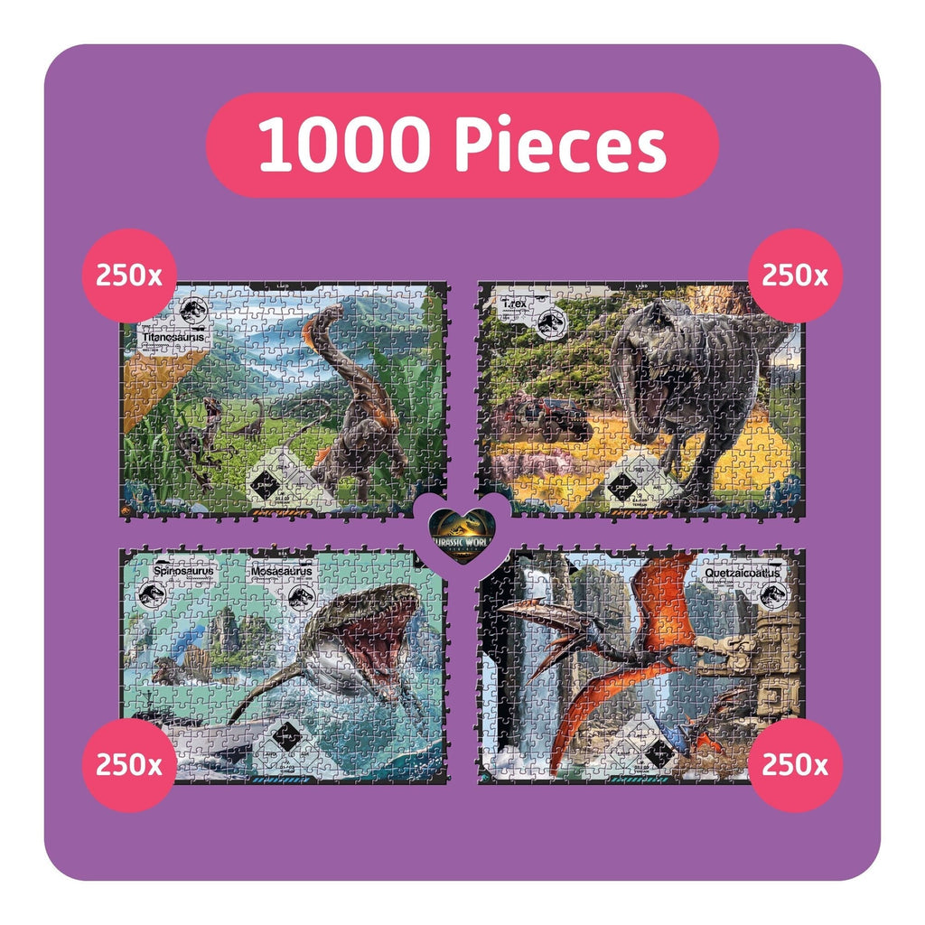 Jurassic World Rebirth TEAMPUZZLE 1000-Piece Puzzle, 4 Jigsaw Sections, 27x19"