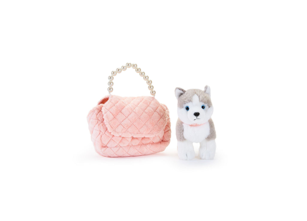 Geoffrey's Toy Box Fancy Pets 6" Plush Husky with Quilted Purse