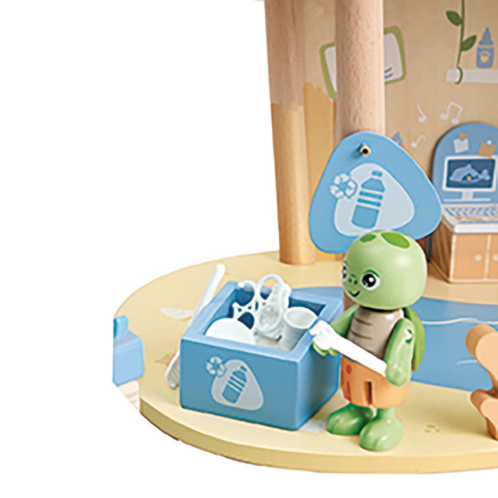 Hape Ocean Rescue Playset - 47pc Wooden 2-Level Doll House with Slide