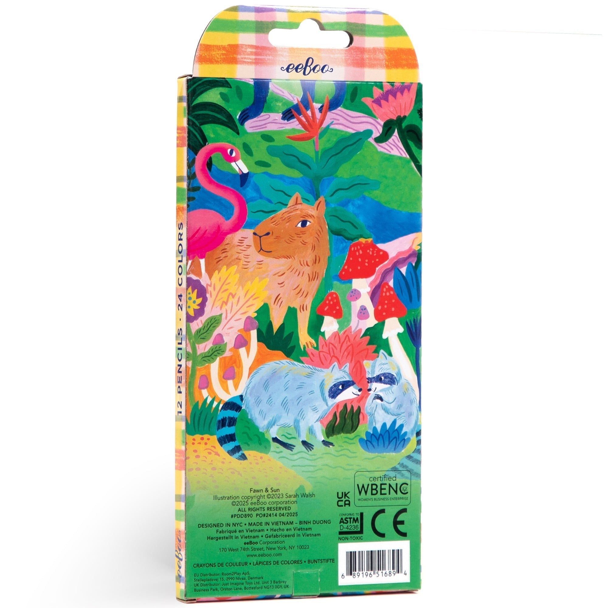 eeBoo Fawn & Sun Double-Sided Colored Pencils 12-Piece Set - 24 Metallic & Fluorescent Shades
