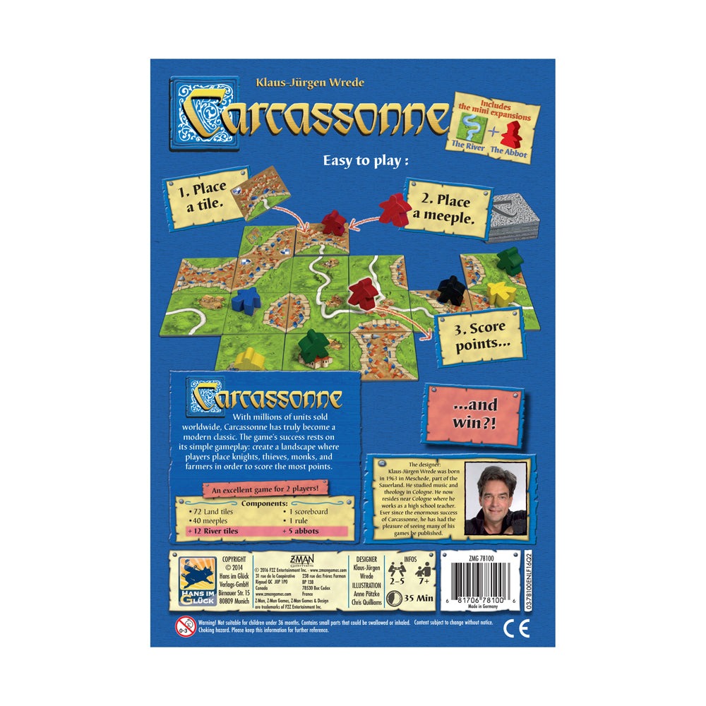 Carcassonne Strategy Board Game with The River and The Abbot Expansions