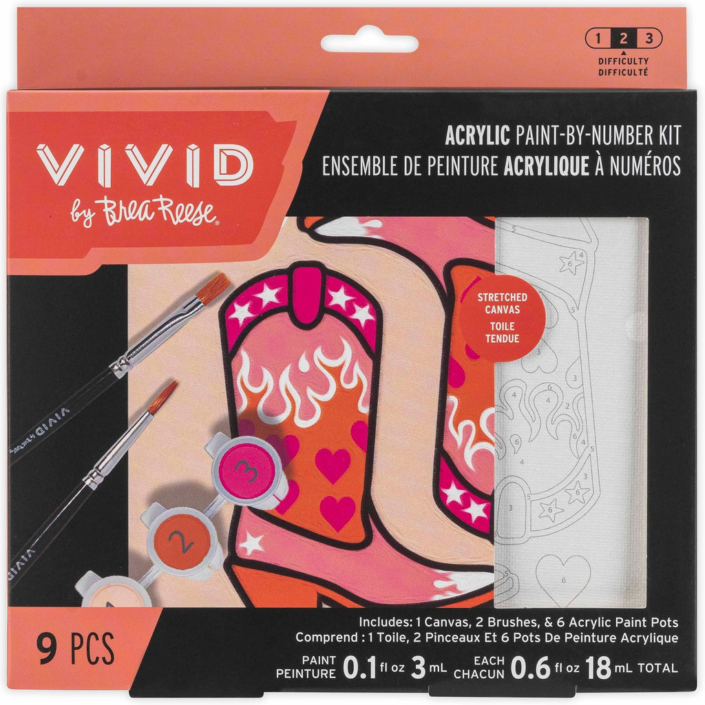 Mini Paint By Number Cowgirl Boot 6-Inch Canvas Kit