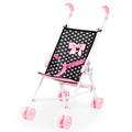 Bayer Design Dolls: Buggy Umbrella Stroller - Hearts Black & Pink