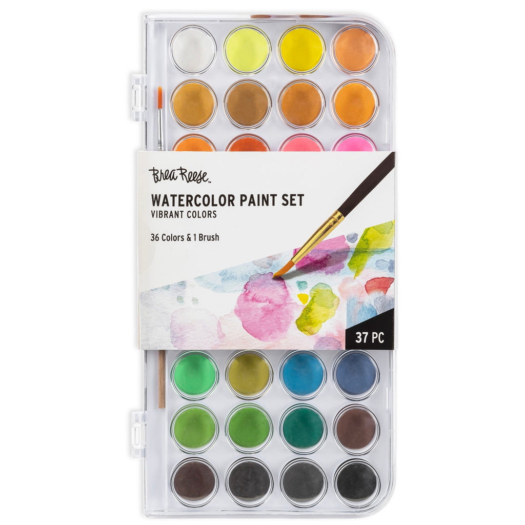 Brea Reese Essential Watercolor Paint Set - 36 Colors With Brush