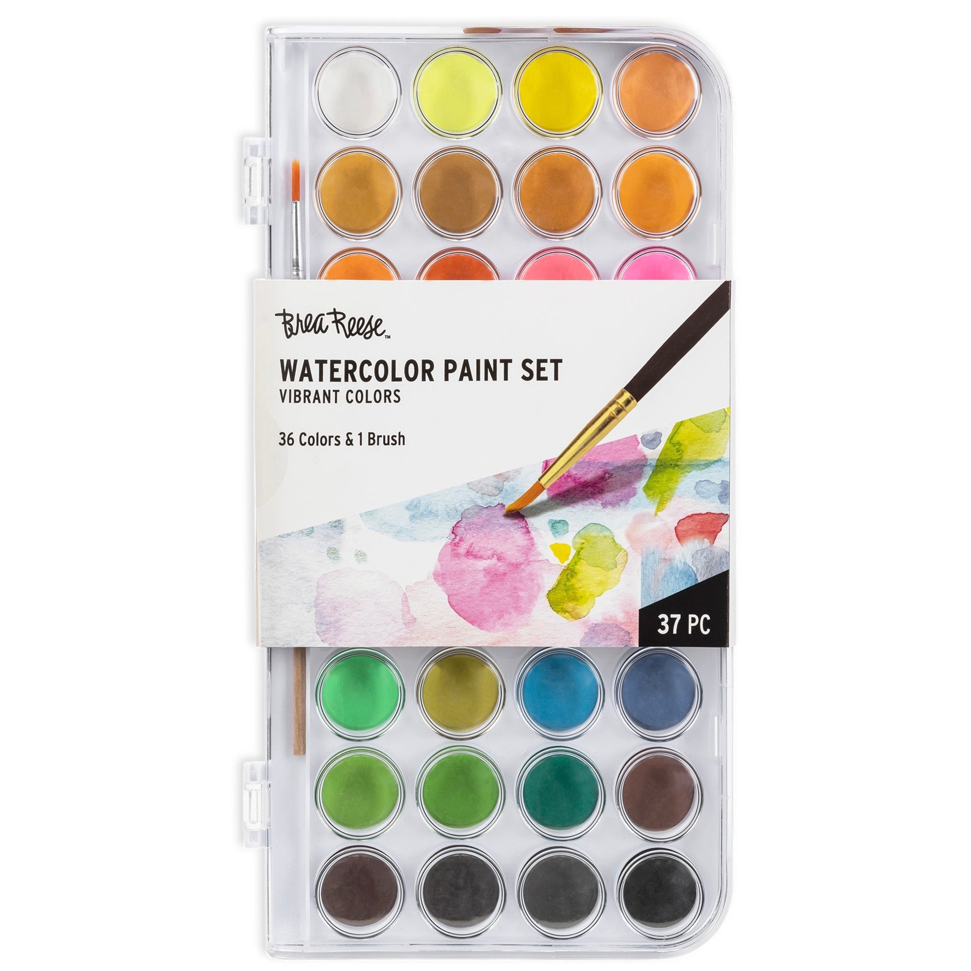 Brea Reese Essential Watercolor Paint Set - 36 Colors With Brush