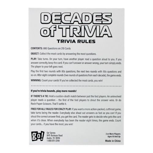 Decades of Trivia Game - Nostalgic Pop Culture Quiz