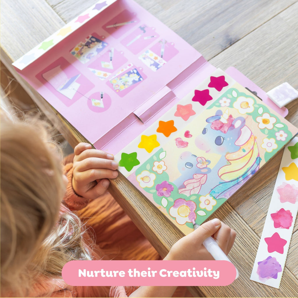 Tiger Tribe Paint-A-Picture Unicorn Skies Mess-Free Watercolor Art Set With 16 Pages