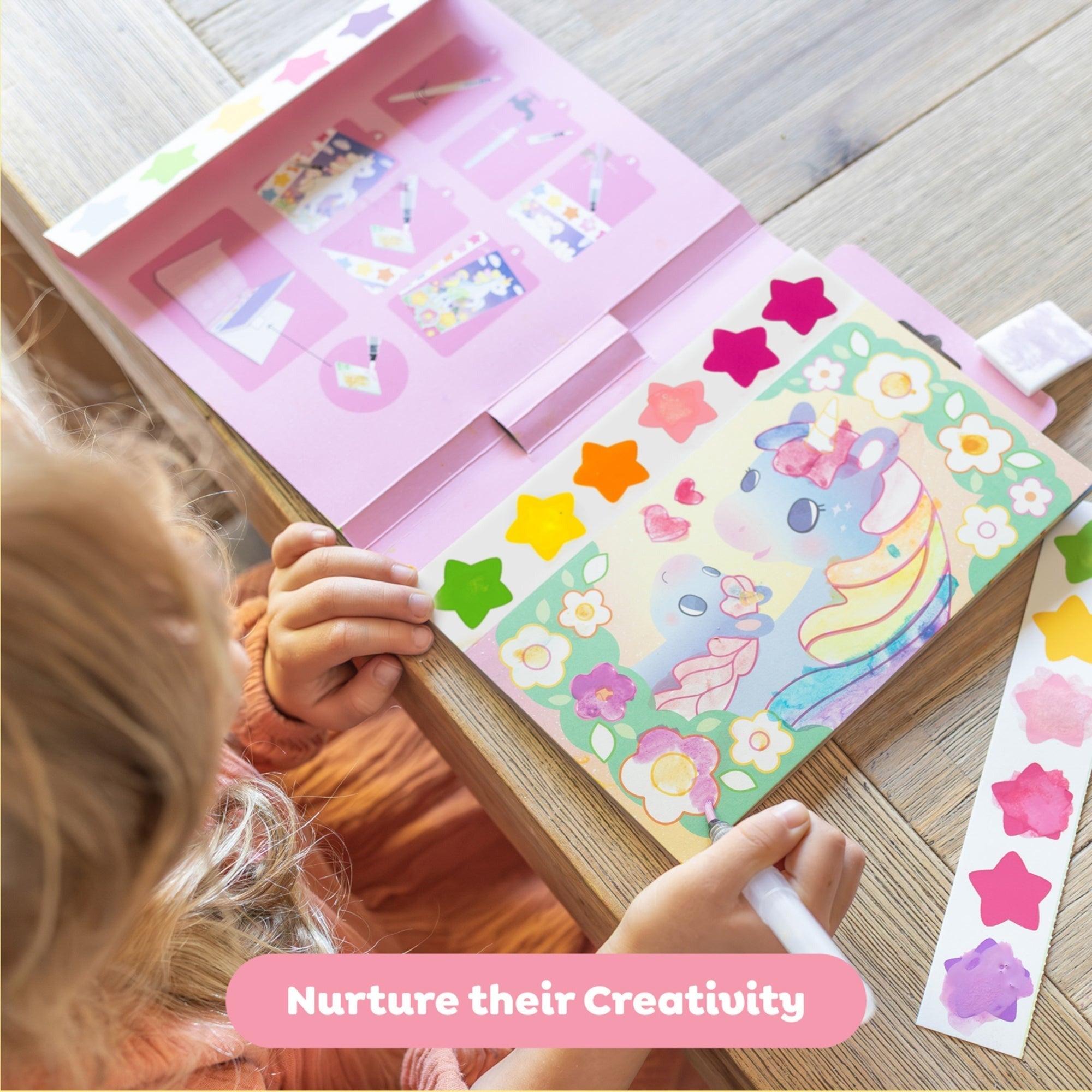 Tiger Tribe Paint-A-Picture Unicorn Skies Mess-Free Watercolor Art Set With 16 Pages