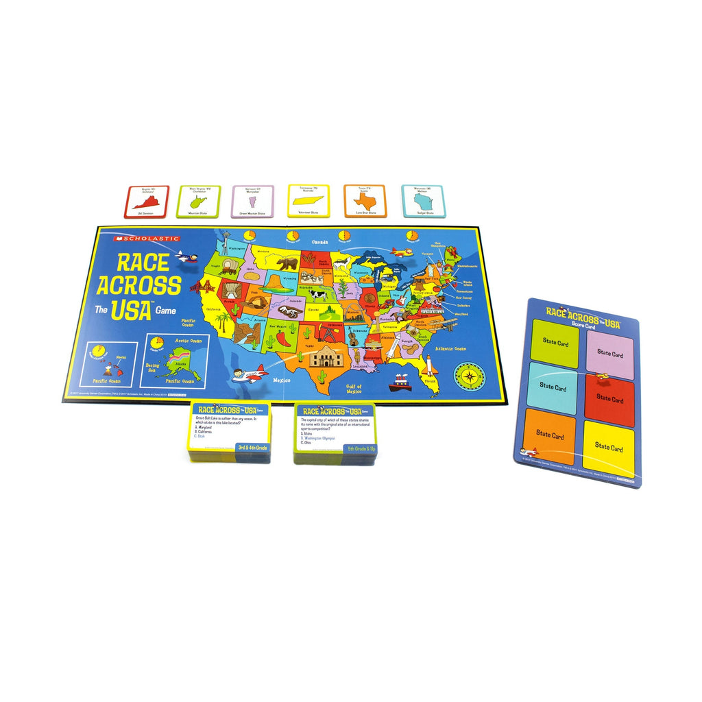 Scholastic Race Across The USA Geography Board Game