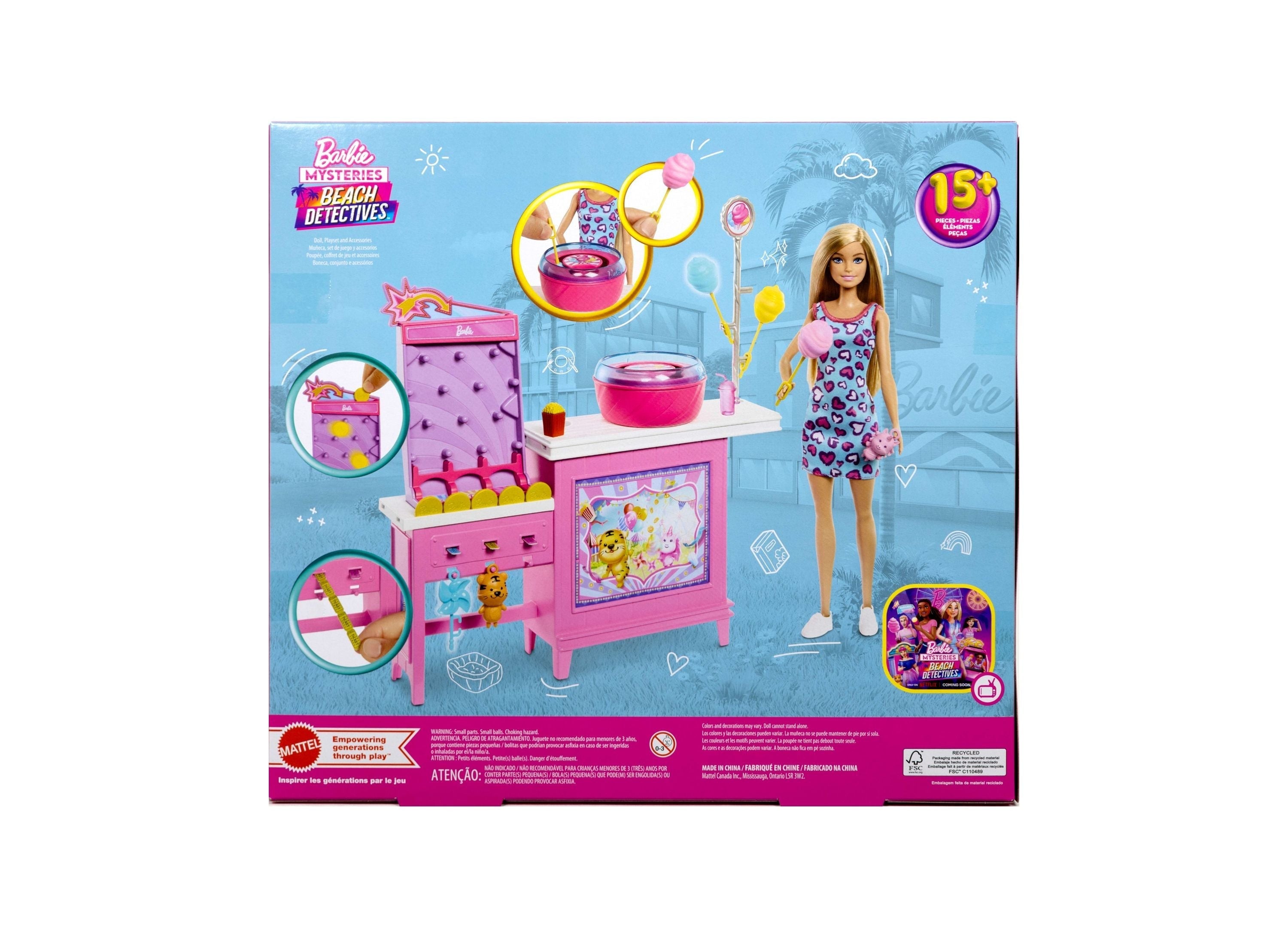 Barbie Mysteries Beach Detectives Malibu Doll and Cotton Candy Game Playset
