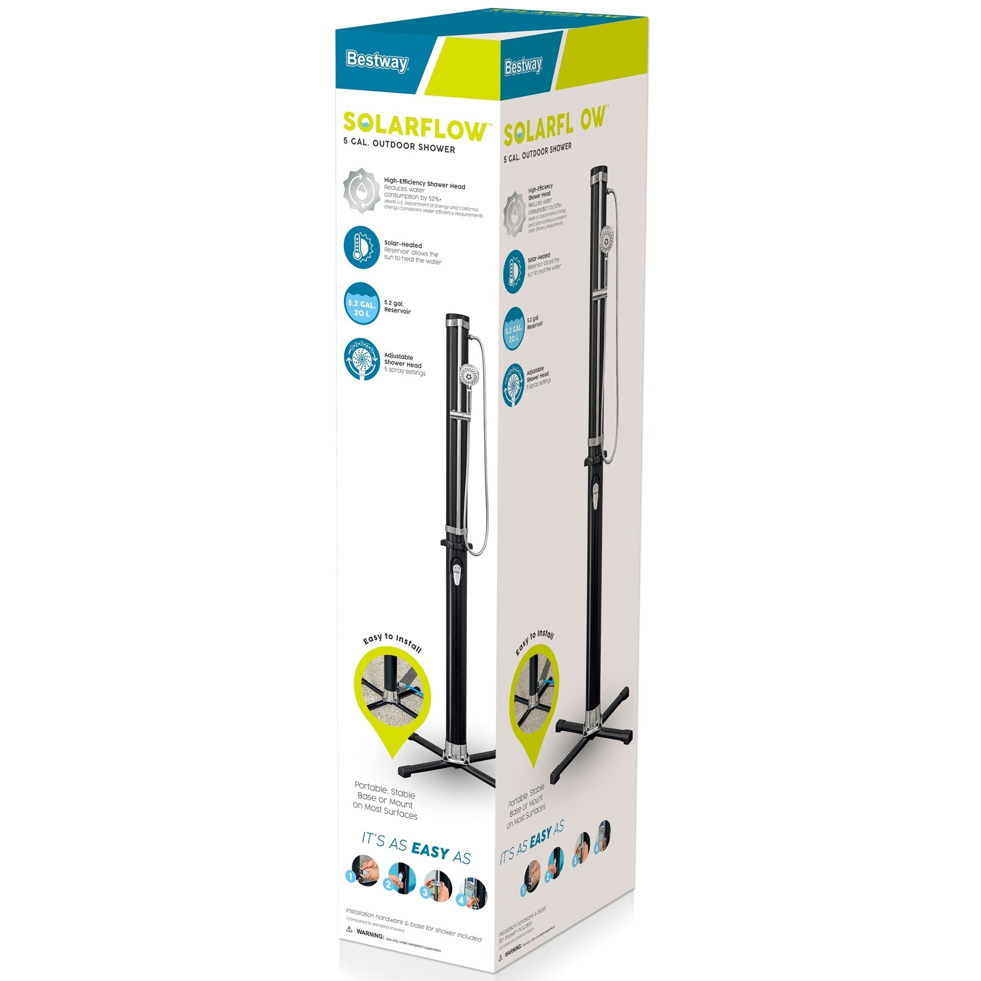 Bestway SolarFlow Outdoor Shower with Adjustable Stand and 5.2-Gallon Reservoir