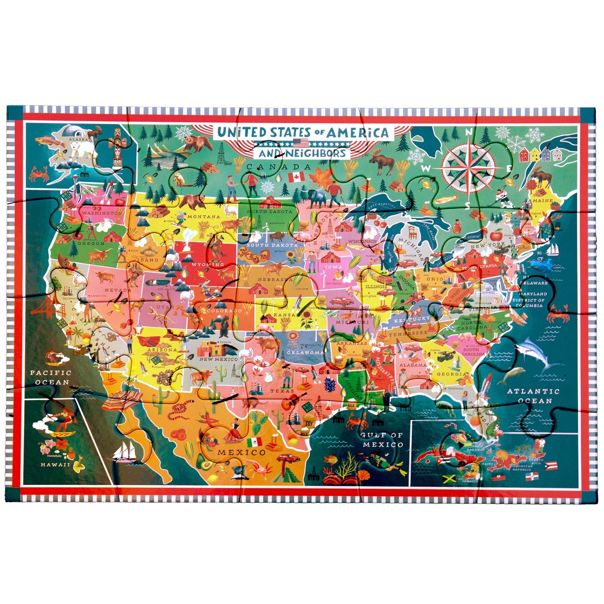 eeBoo USA Map 20-Piece Puzzle