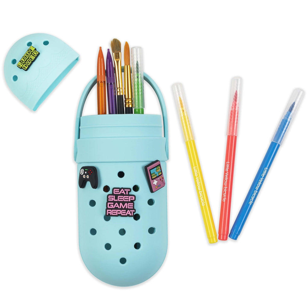 Charm Gaming Pencil Case With Removable Charms - Teal Silicone