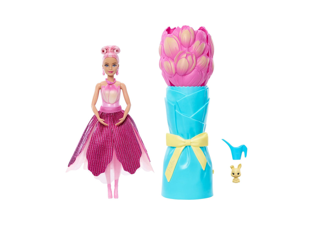 Barbie Petal Pop Scented Fashion Doll with Tulip Dress and Accessories