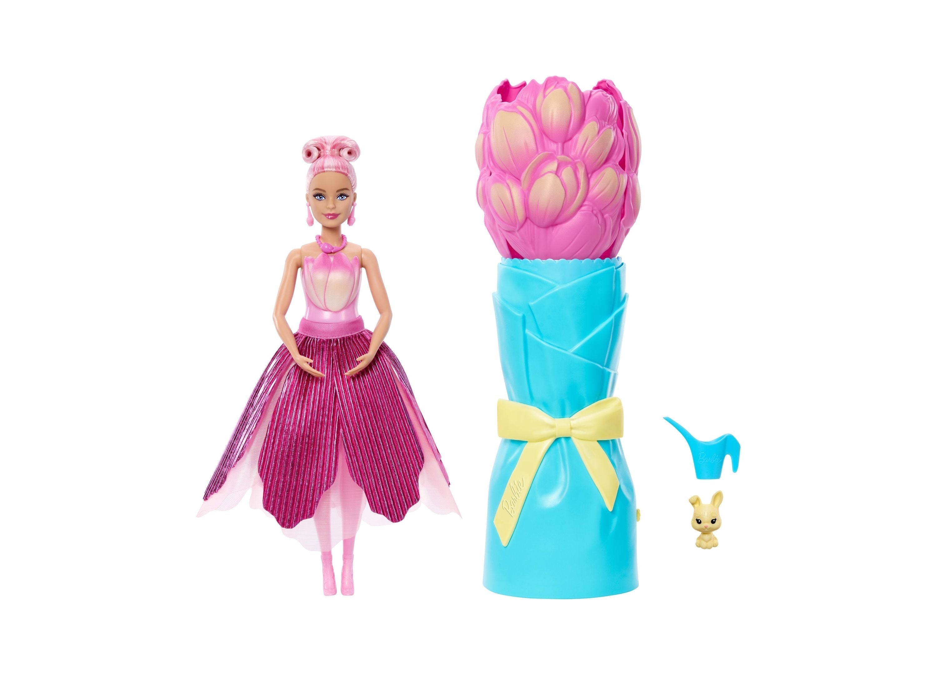 Barbie Petal Pop Scented Fashion Doll with Tulip Dress and Accessories