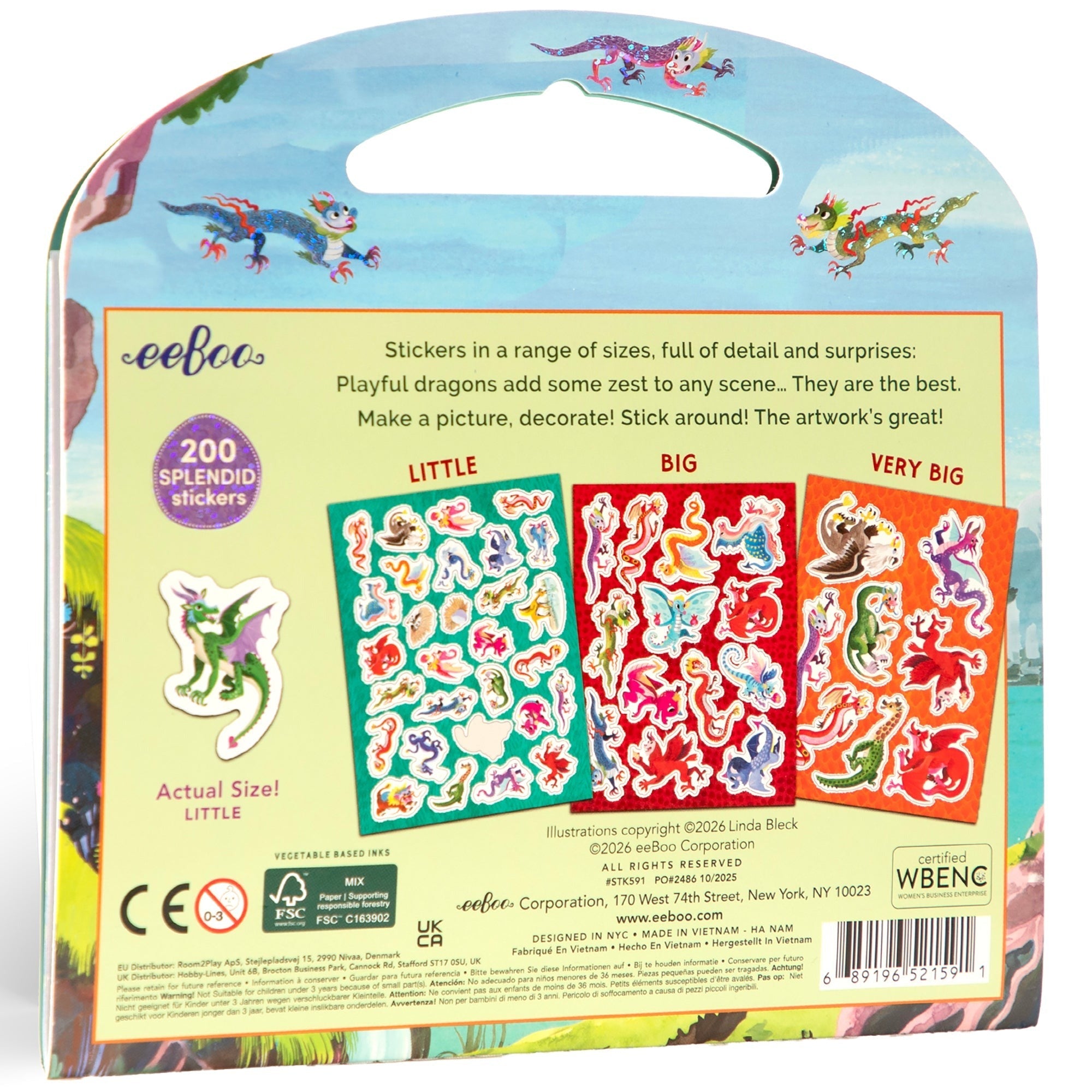 eeBoo Shiny Dragon Sticker Book With Over 200 Stickers