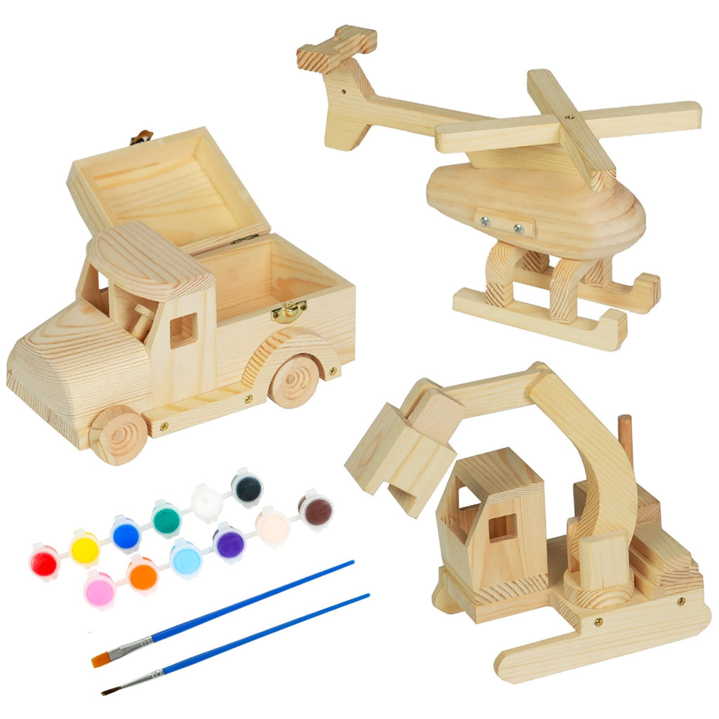 Easy Playhouse 3-Piece Wood Building And Painting Craft Kit