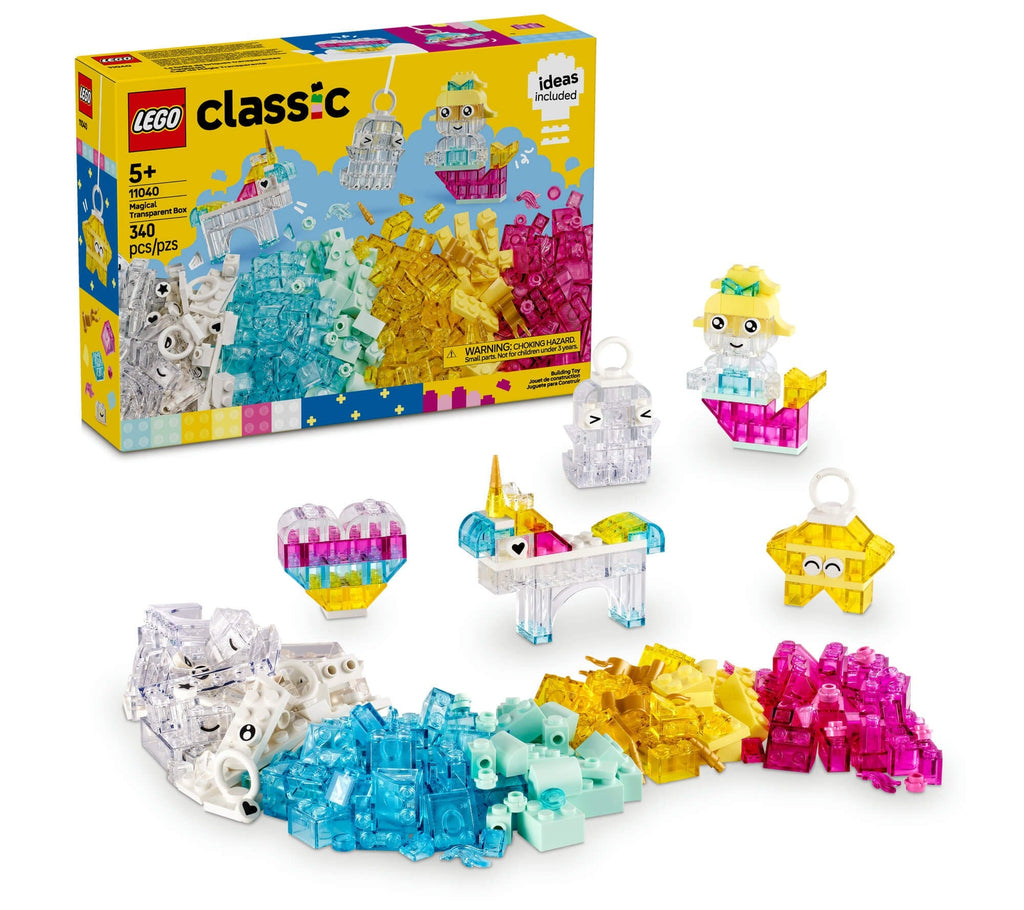 LEGO Classic 340-Piece Magical Transparent Box - Colorful Building Bricks Playset