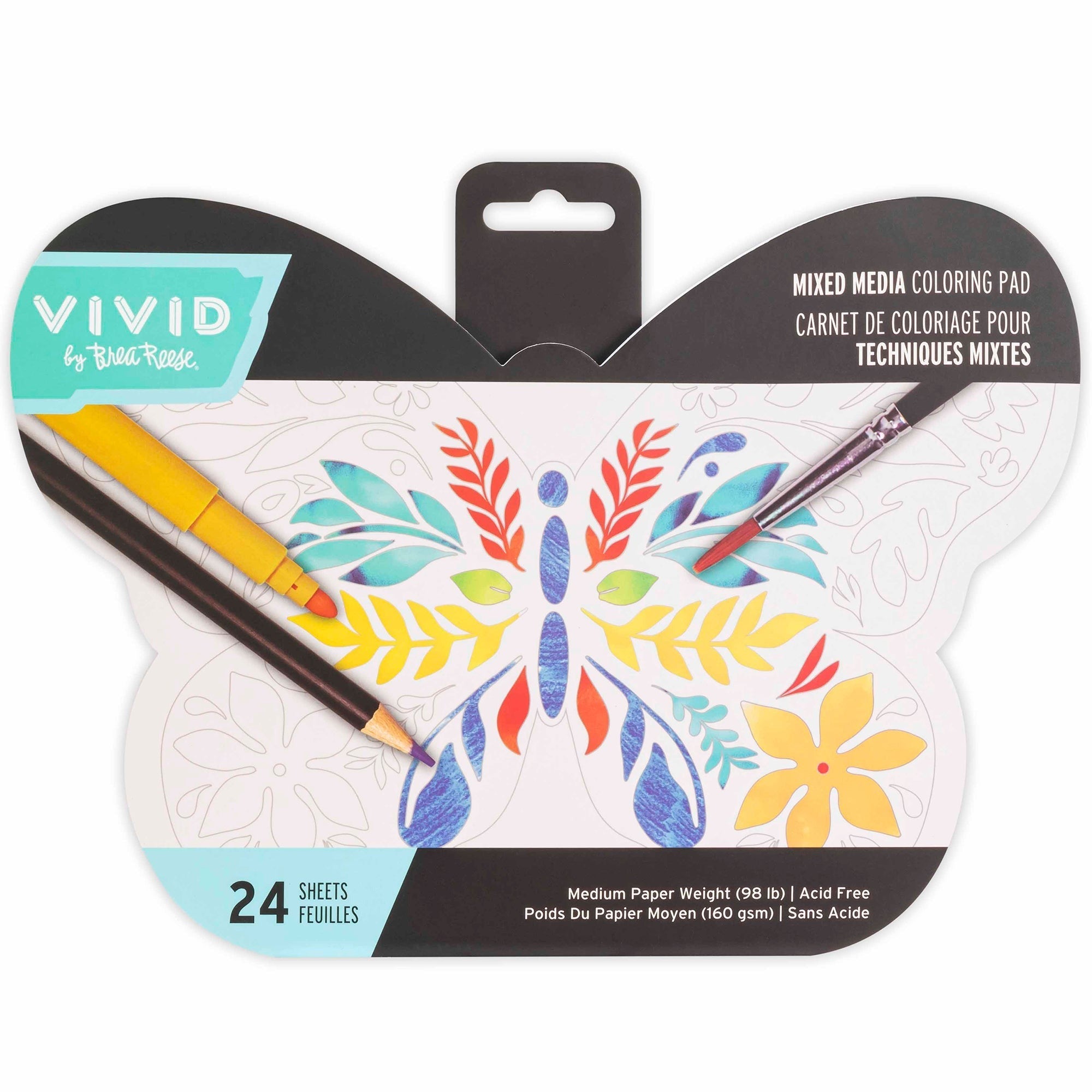 Mixed Media Coloring Pad: Butterfly - 24 Sheets, 8 Designs