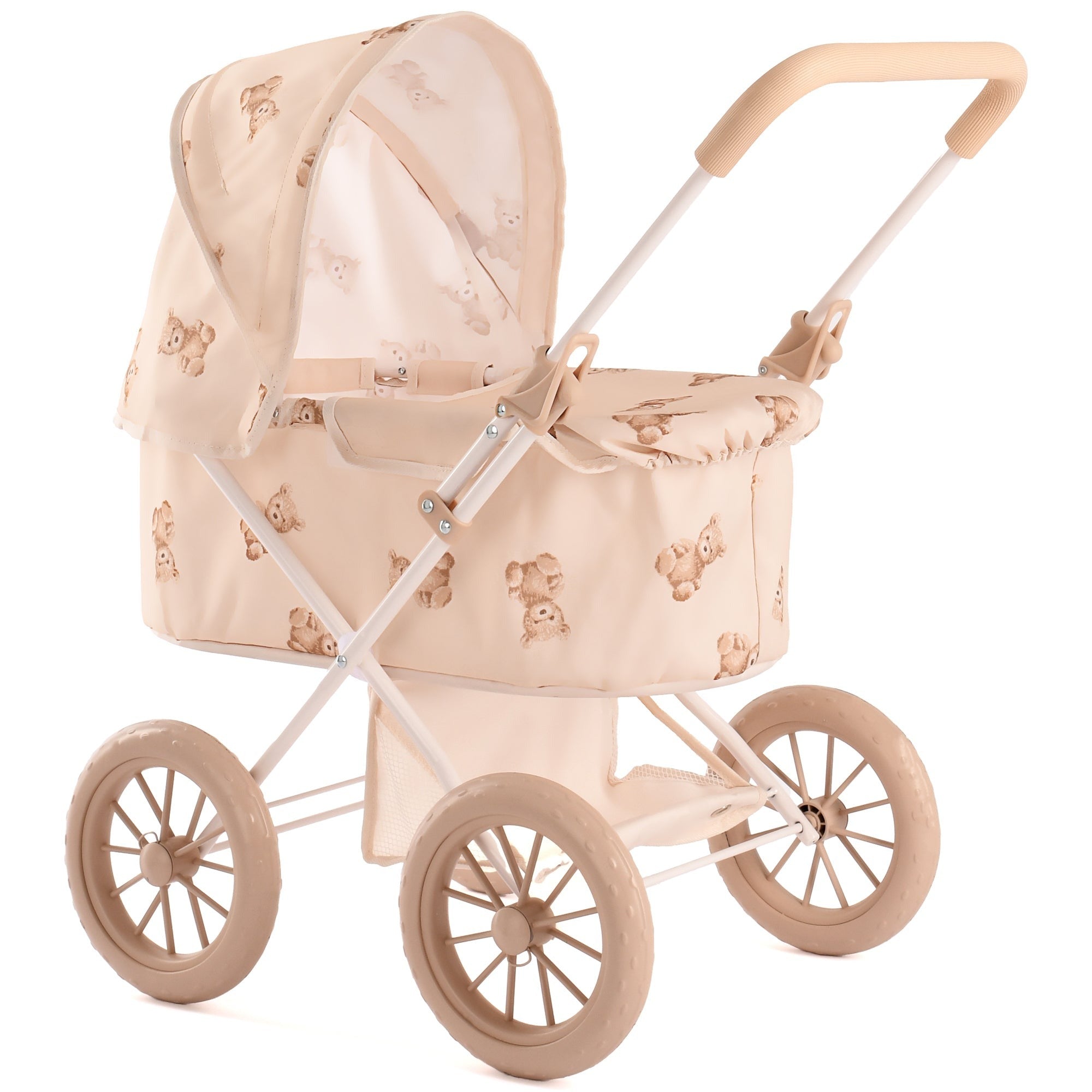 Roma Teddy Doll Pram With Adjustable Handle And 2-In-1 Design