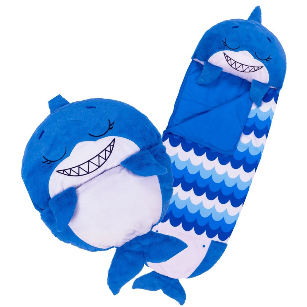 Happy Nappers Blue Shark 66 inch Plush Pillow & Sleepy Sack - Large