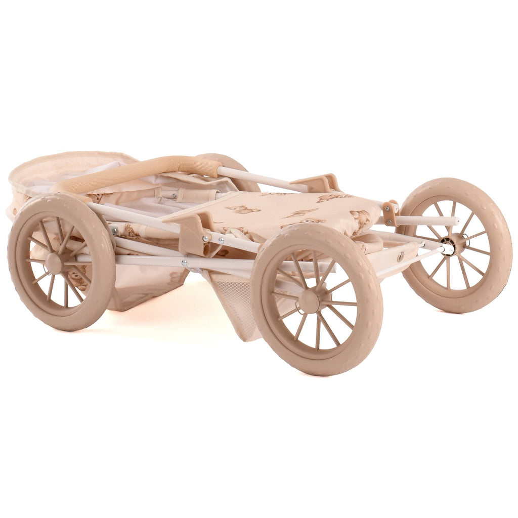 Roma Teddy Doll Pram With Adjustable Handle And 2-In-1 Design