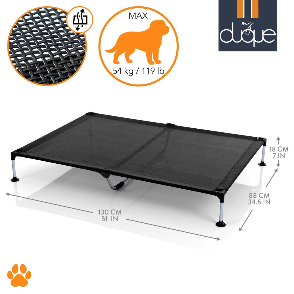 My Duque COOLA Dog Bed - XLarge, 51 x 34.5", 119 lb Capacity - Black