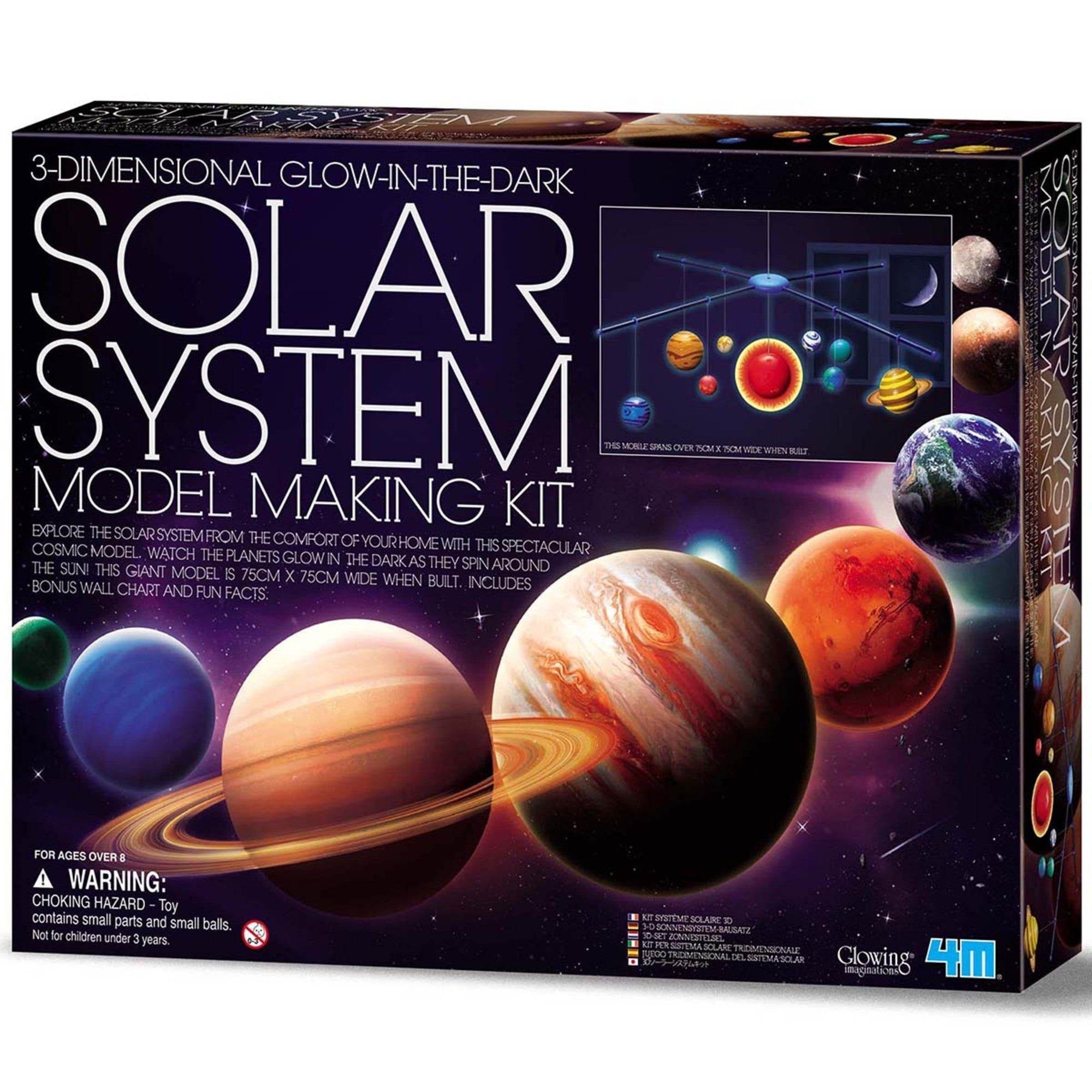 4M Solar System Model Making Kit - DIY Glow-in-the-Dark 3D Planet Mobile, STEM