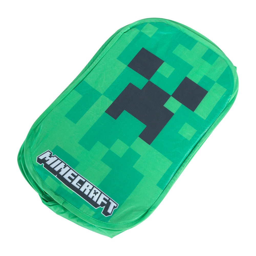Minecraft Creeper Pop-Up Laundry Basket - Pixel Green Cube Design