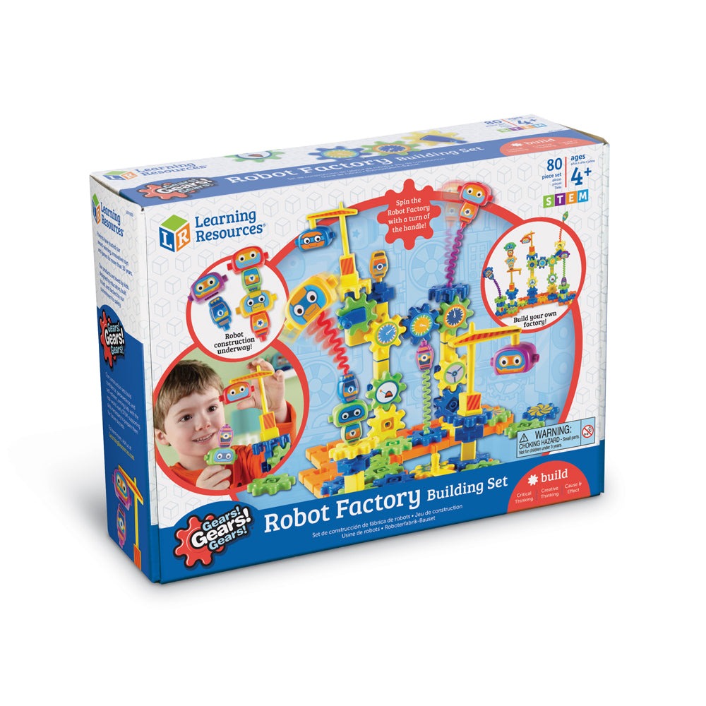 Learning Resources Gears! Gears! Gears! 80-Piece Robot Factory Building Set