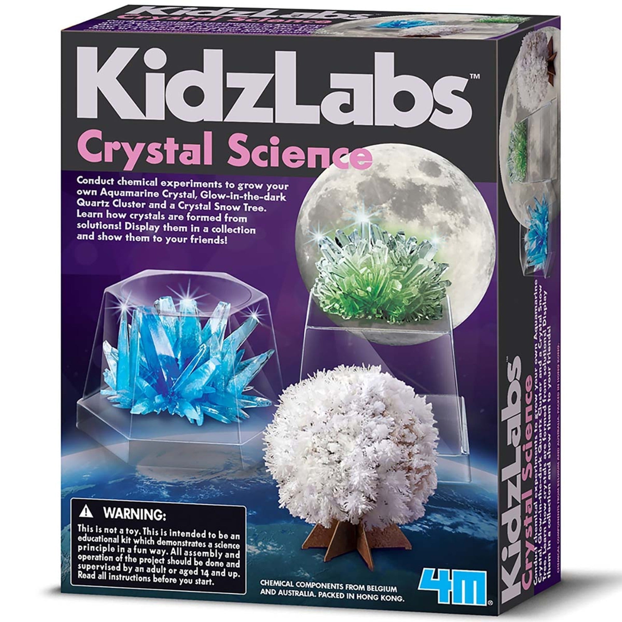 4M KidzLabs Crystal Science Kit - Grow 3 Unique Crystals, DIY STEM Craft