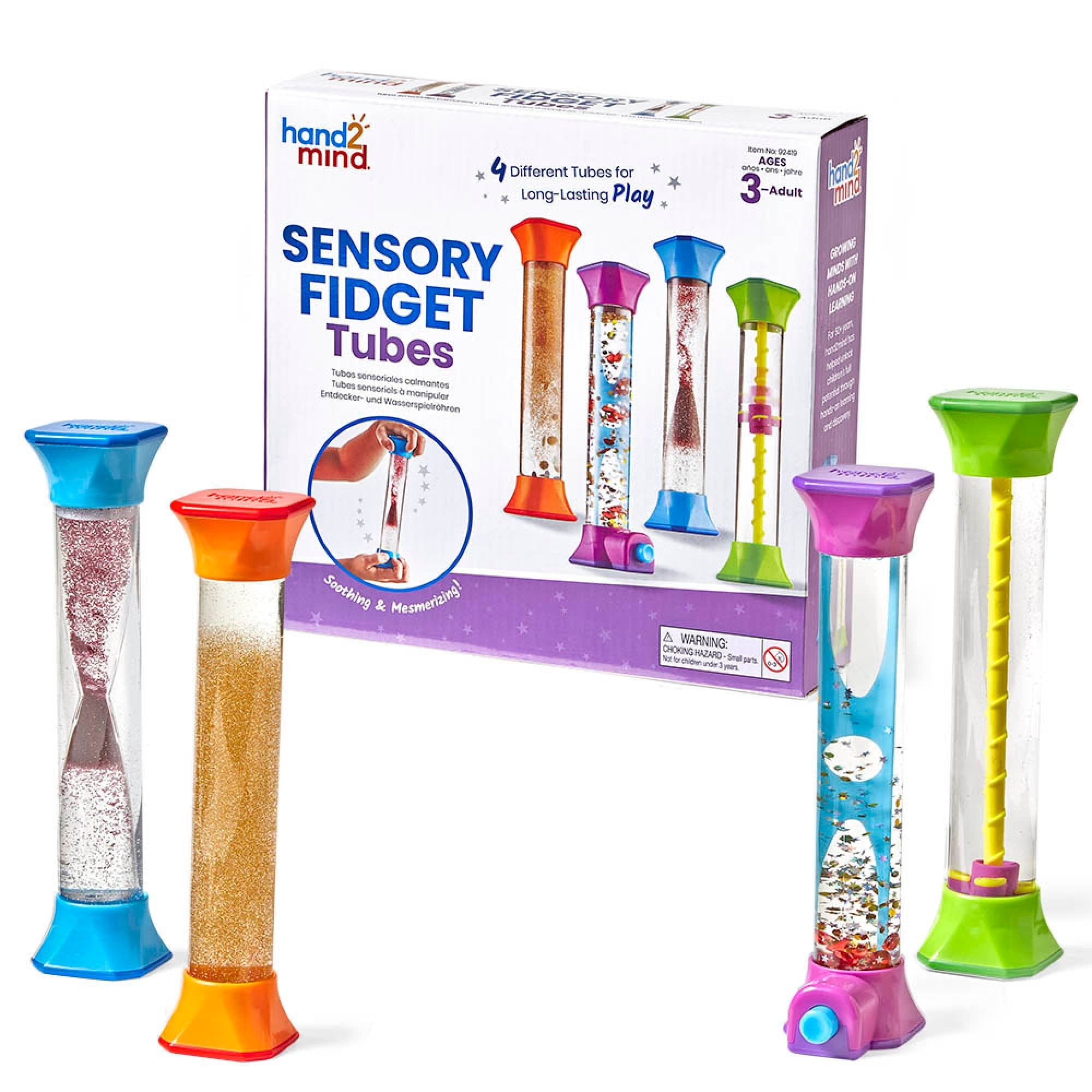 Hand2Mind Sensory Fidget Tubes - Calming and Engaging Set of 4