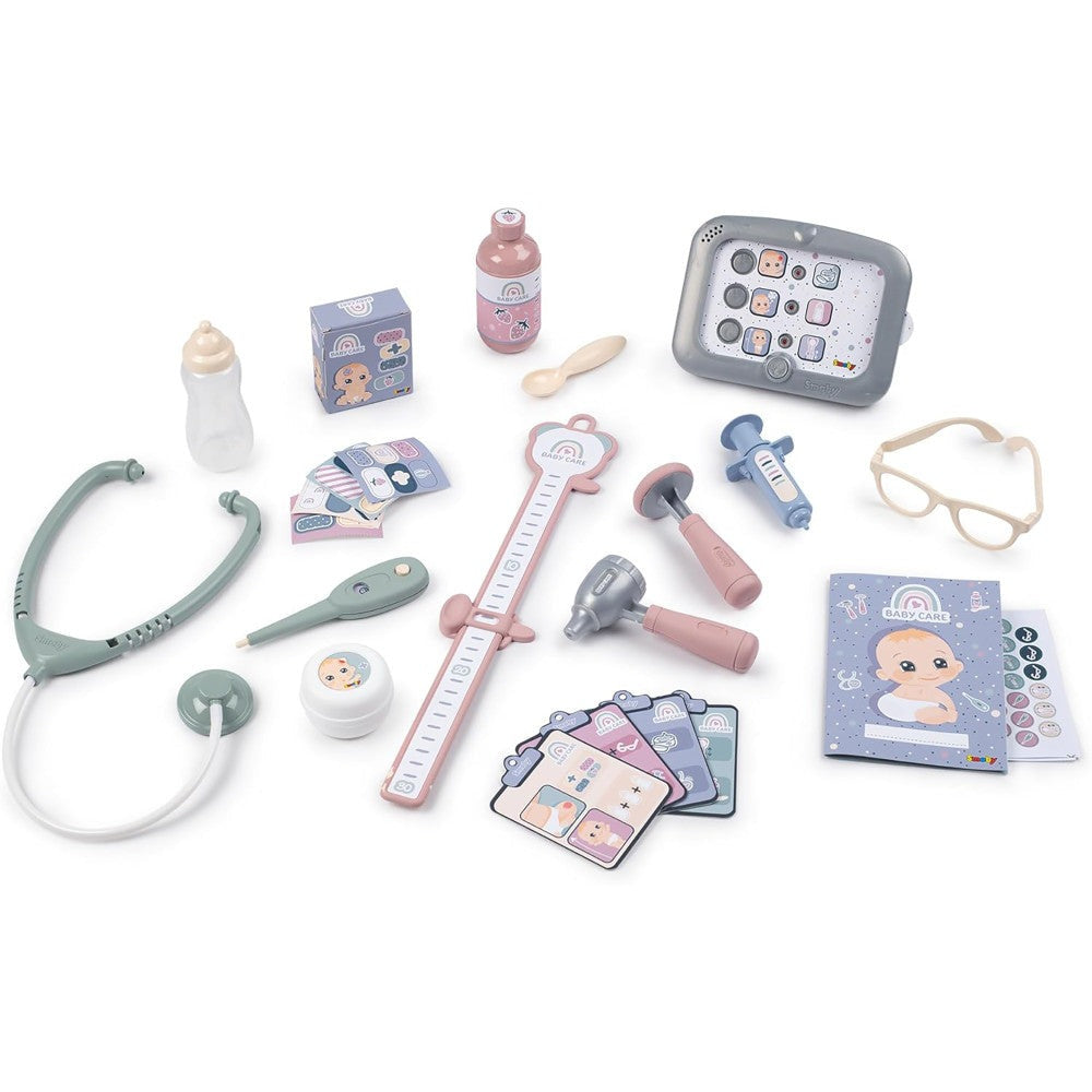 Smoby Baby Childcare Center Playset - Pastel with 24 Medical Toy Accessories, for Kids Age 3+