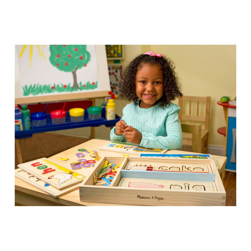 See & Spell Wooden Letter Puzzle Set With 50+ Pieces And Storage Case