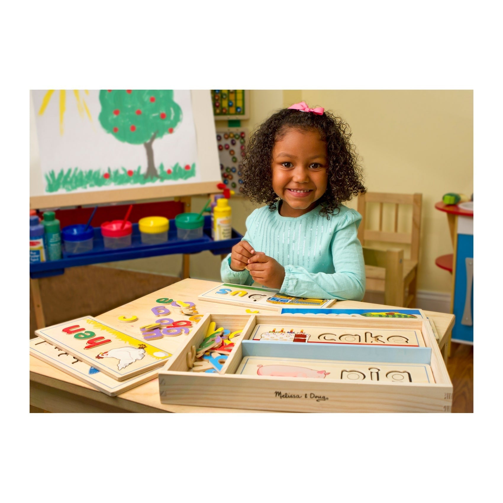 See & Spell Wooden Letter Puzzle Set With 50+ Pieces And Storage Case