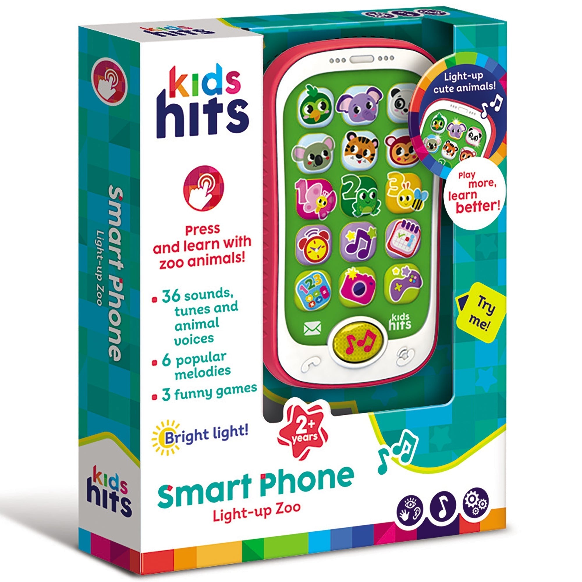 Kids Hits Light-Up Zoo Smart Phone Interactive Educational Toy With Animal Sounds & Songs
