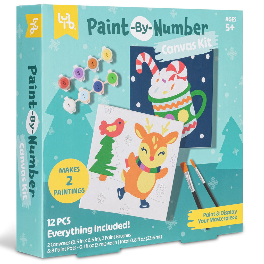 Little Yellow Bicycle Reindeer Paint-By-Number Kit With 2 Canvases