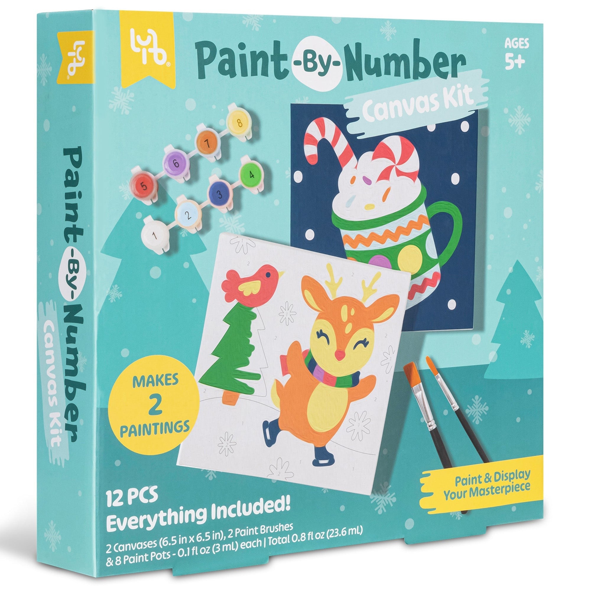 Little Yellow Bicycle Reindeer Paint-By-Number Kit With 2 Canvases