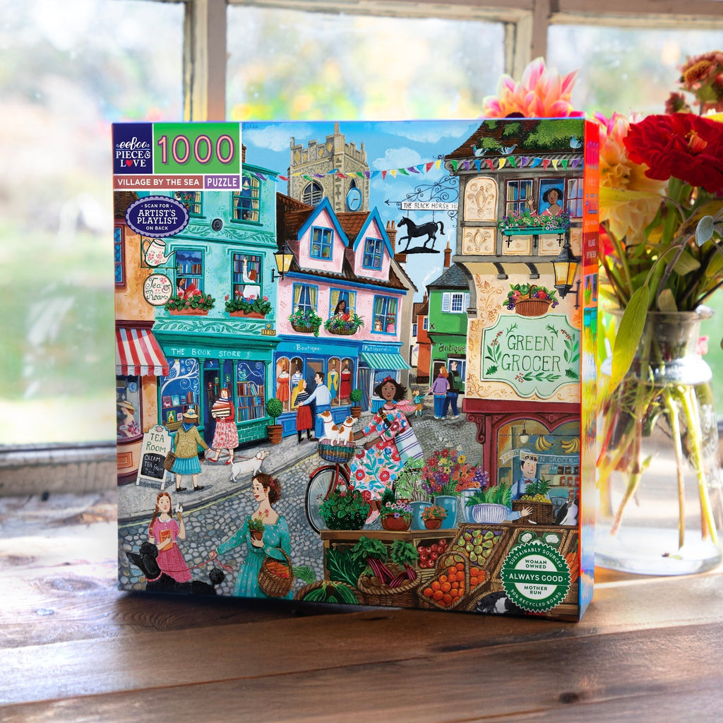 eeBoo Piece & Love Village By The Sea 1000-Piece Puzzle