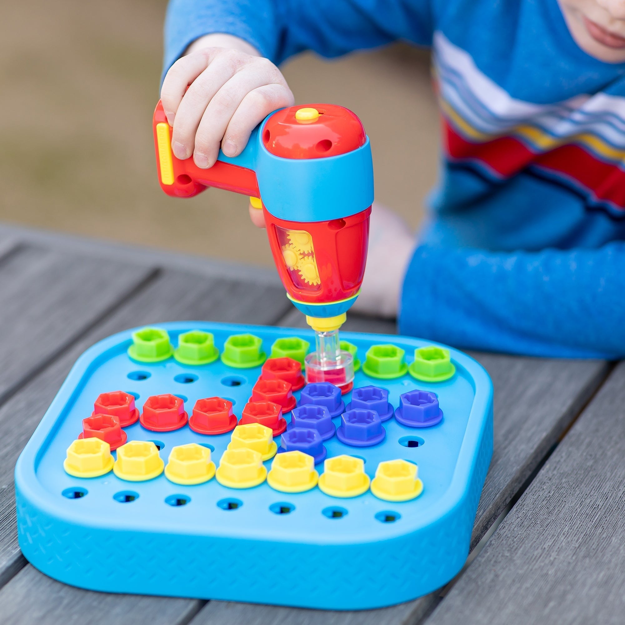 Educational Insights Design & Drill Bolt-It Bucket - Colorful Construction Fun