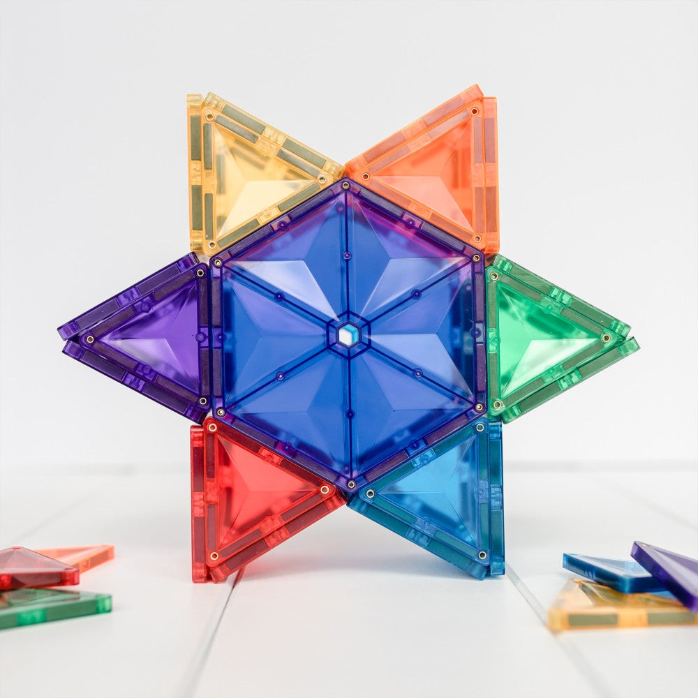 Connetix Rainbow Geometry Magnetic Tiles Set, 30 Pieces