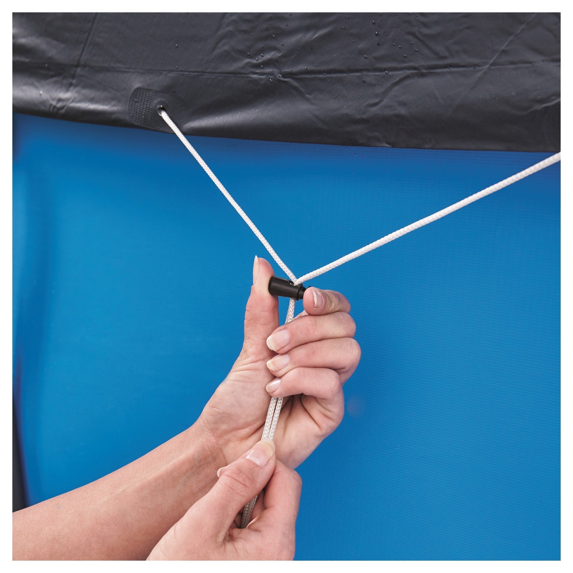 Flowclear Pool Cover For 10-Foot Pools With Drain Holes And Ropes