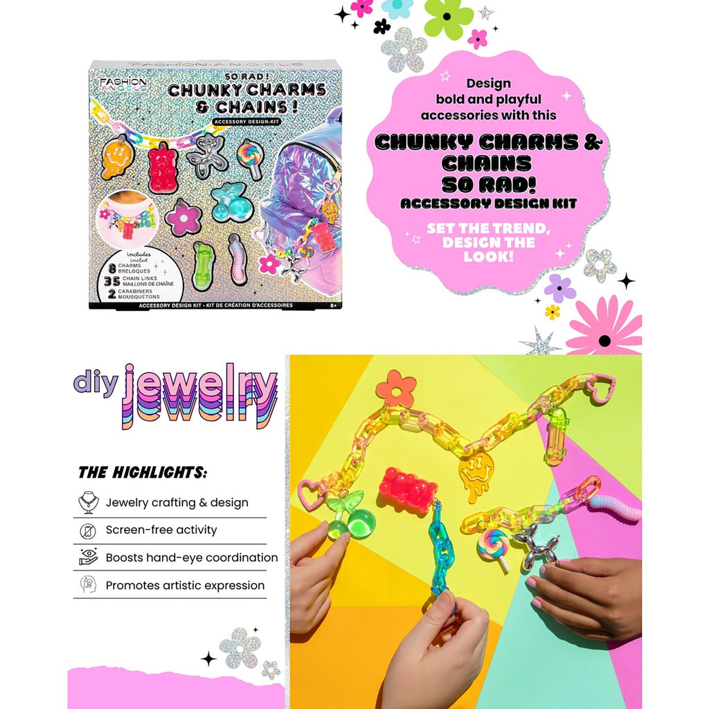 Fashion Angels So Rad Hyperlink Keychain Jewelry Design Kit With 8 Charms And 35 Snap Links