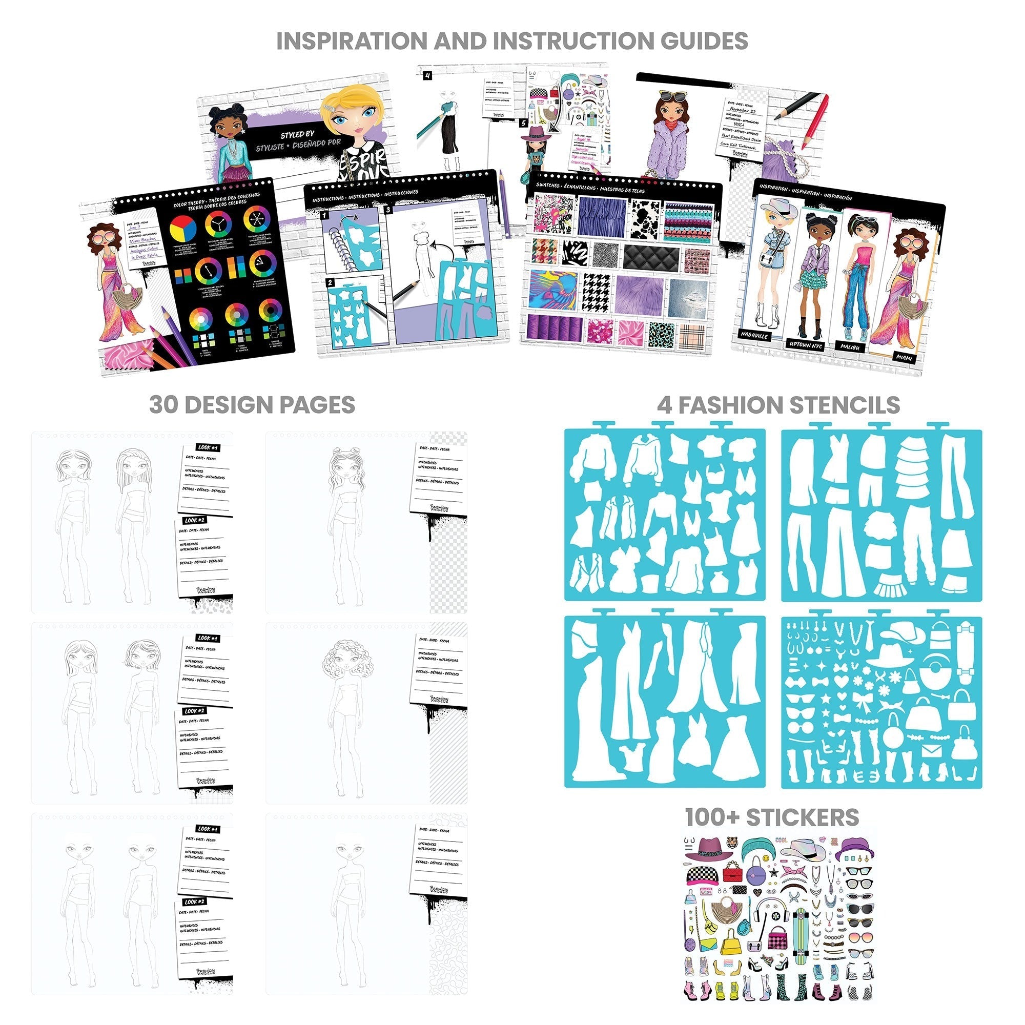 Fashion Angels Streetwear Sketch Portfolio With 30 Sheets And Stencils