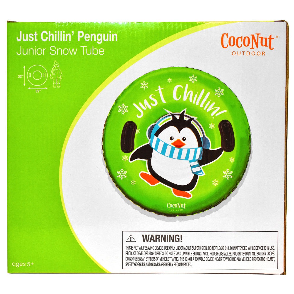 CocoNut Outdoor Inflatable Just Chillin' Green Penguin 32" Junior Snow Tube