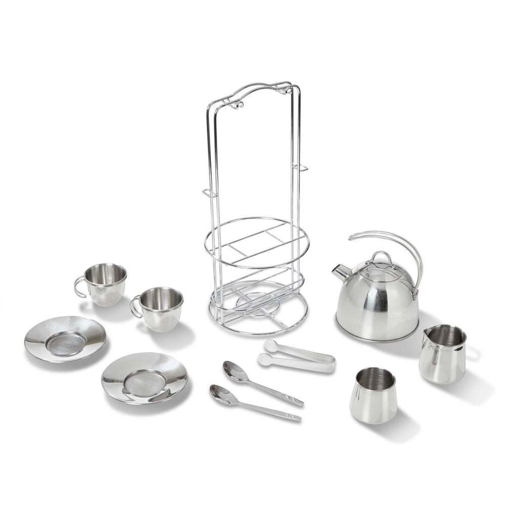 Melissa & Doug 11-Piece Stainless Steel Tea Set - Playtime Elegance